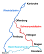 Schwarzwaldbahn Streckenplan Südwest